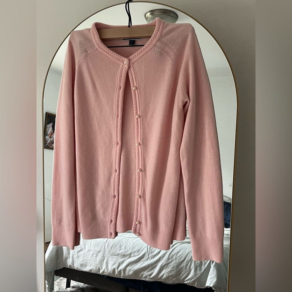 Pink Karen Scott Cardigan with Pearl Buttons – Size Small